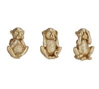 Set 3 Scimmietta Sciammia in Resina non Vedo Sento Parlo Oro 14,5 cm