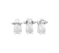 Set 3 Scimmiette Decorative "Non Vedo, Non Sento, Non Parlo" in Ceramica Bianca
