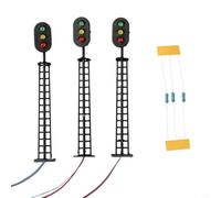 Set 3 Segnali Luminosi per Modellismo Ferroviale | 3 aspetti luminosi, giallo verde, tensione 12V DC, altezza 83mm, scala OO perfetta