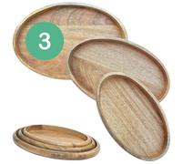 Set 3 Serviertablett Marrakesch In Legno, Portacandele, Deko, 31cm, Marrone