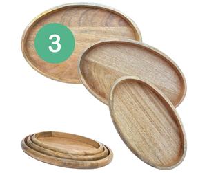 Set 3 Serviertablett Marrakesch In Legno, Portacandele, Deko, 31cm, Marrone