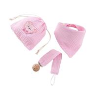 Set 3 Set Guinzaglio Con Bavaglino Per Neonato in Cotone Naturale E Borsa Stoccaggio Riutilizzabile Collezione Per La Cura Del Neonato Accessori Essenziali Per L'alimentazione Del in
