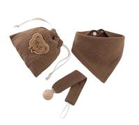 Set 3 Set Guinzaglio Con Bavaglino Per Neonato in Cotone Naturale E Borsa Stoccaggio Riutilizzabile Collezione Per La Cura Del Neonato Accessori Essenziali Per L'alimentazione Del in