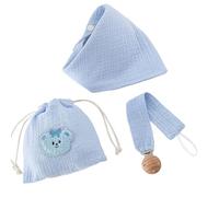 Set 3 Set Guinzaglio Con Bavaglino Per Neonato in Cotone Naturale E Borsa Stoccaggio Riutilizzabile Collezione Per La Cura Del Neonato Accessori Essenziali Per L'alimentazione Del in