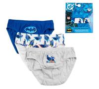 Set 3 Slip Bambino Batman Mutandine 100% Cotone Intimo Bambini Confortevole e Traspirante Elastico Vita Colori Blu/Grigio Abbigliamento Bimbo Idea Regalo Box