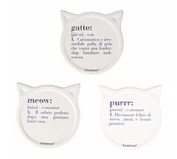 Set 3 Sottobicchieri 10x10 cm in ceramica, fondo in sughero, Victionary Cats
