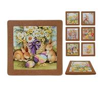 Set 3 Sottopentola in Ceramica con Base in Sughero di Pasqua Decorazioni addobbi pasquali Idea Regalo addobbi casa Cucina 20 cm