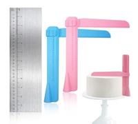 Set 3 Spatole Torta Professionale, 1 Spianaglassi Acciaio Inox a Scaglie, 2 Spatole Regolabili Plastica per Decorare Torte, Attrezzi Pasticceria