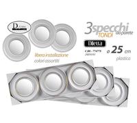 SET 3 SPECCHI DA PARETE DECORATIVI TONDO SPECCHIO LIBERA INSTALLAZIONE 25 cm B