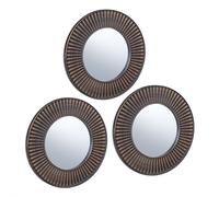 Set 3 specchi decorativi muro parete Ø 25 cm cornice rotonda design raggi sole