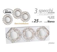 SET 3 SPECCHI PARETE DECORATIVI TONDI ANTICAT SPECCHIO LIBERA INSTALLAZIONE 25cm