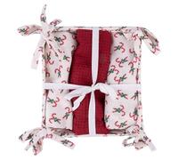 Set 3 Strofinacci Natalizi in Cotone con Cestino, Natale coi Fiocchi