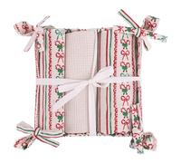 Set 3 Strofinacci Natalizi in Cotone con Cestino, Natale coi Fiocchi
