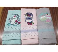 Set 3 strofinacci ricamati cucina VINGI Canovacci in spugna di cotone 3 pezzi