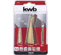Kwb Set Di 3 Punte Per Trapano A Gradini Superficie Satinata In Titanio