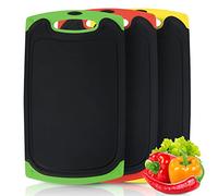 Set 3 Tagliere da Cucina, Taglieri Plastica Rettangolare e Antiscivolo con Bordi, Tagliere Multifunzione Grande Antibatterico e Resistente con Scanalatura Del Succo, per Tagliare,Carne,Pane(Nero)