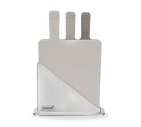 MAESTRO Set di 3 taglieri antiscivolo rettangolari in silicone grigio con supporto, lavabile in lavastoviglie per frutta, carne, pesce