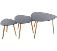 Set 3 Tavolini Bassi con Design Triangolare - Tavolini da Caffè per Salotto e Studio, in Legno, 34, 47 e 60cm, Grigio
