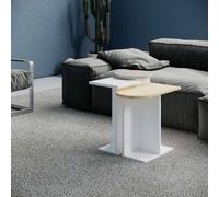 Set 3 Tavolini da Soggiorno Varie Misure in MDF Mund Bianco Rovere