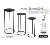 SET 3 TAVOLINI TRIS TAVOLO METALLO INGRESSO SALOTTO GIARDINO PIANTE 70-60-50 cm