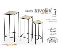 SET 3 TAVOLINI TRIS TAVOLO METALLO INGRESSO SALOTTO GIARDINO PIANTE 70-60-50cm