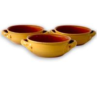 Set 3 Terrine in Terracotta Tegami Senza Coperchio Giallo Terre Antiche Zuppiere con manici Colì Maioliche e Terrecotte dal 1650 Giallo 14x14x5 cm