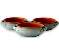 Set 3 Terrine in Terracotta Tegami Senza Coperchio Turchese Terre Antiche Zuppiere con manici Colì Maioliche e Terrecotte dal 1650 Turchese 14x14x5 cm