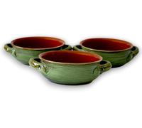 Set 3 Terrine in Terracotta Tegami Senza Coperchio Verde Terre Antiche Zuppiere con manici Colì Maioliche e Terrecotte dal 1650 Verde 14x14x5 cm