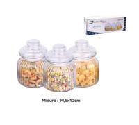 SET 3 TRIS BARATTOLI CON COPERCHIO VETRO 14.5X10CM CUCINA PASTA BISCOTTI 710916