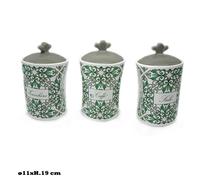 SET 3 TRIS BARATTOLO CUCINA CERAMICA SALE ZUCCHERO CAFFE' ART.21105
