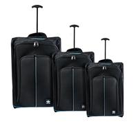 SET 3 TROLLEY DA VIAGGIO NERI MORBIDI COVERI