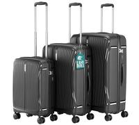 Set 3 Valigie in ABS Rigide Nero 90-59-38L Ruote Easy Roll e Manico Telescopico