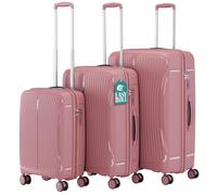 Set 3 Valigie in ABS Rigide Rosa 90-59-38L Ruote Easy Roll e Manico Telescopico