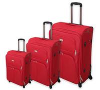 Set 3 Valigie ORMI espandibile Valigia semirigide in tessuto poliestere 4 ruote piroettanti trolley piccolo adatto bagaglio a mano per cabina con compagnie lowcost (Rosso)