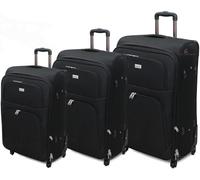 Set 3 Valigie ORMI espandibile Valigia semirigide in tessuto poliestere 4 ruote piroettanti trolley piccolo adatto bagaglio a mano per cabina con compagnie lowcost (Nero)