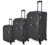 Set 3 Valigie ORMI espandibile Valigia semirigide in tessuto poliestere 4 ruote piroettanti trolley piccolo adatto bagaglio a mano per cabina con compagnie lowcost (Grigio)