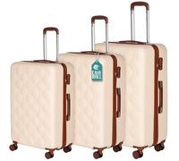 Set 3 Valigie Rigide Berlino con Ruote Easy Roll Trolley Bagaglio Viaggio Beige