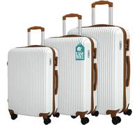 PROVITERA Set 3 Valigie Rigide in ABS, Valigia Rigida 38-59 - 90 Litri, Manico Telescopico e 4 Ruote Easy Roll, Trolley Resistente e Leggero da Viaggio, Bagaglio a Mano, Serratura Codice (Bianco)