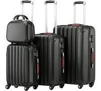 Set 3 Valigie Rigide in ABS, Valigia M-L-XL e Beauty Case, Manico Telescopico e Ruote Easy Roll, Lucchetto Serratura a Codice, Trolley Resistenti da Viaggio, Bagaglio a Mano Preparare i bagagli è la p