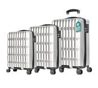 Set 3 Valigie Rigide Norvegia Ruote Easy Roll Trolley Bagaglio Viaggio Bianco