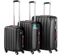 PROVITERA Set 3 Valigie Rigide in ABS, Valigie Rigide M-L-XL Manico Telescopico e 4 Ruote Easy Roll, Lucchetto serratura a codice, Trolley Resistenti da Viaggio, con Bagaglio a Mano (Nero)