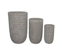 Set 3 Vasi Oleandro in Fibra di argilla Grigio