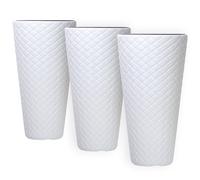 Set 3 vasi rotondi Matuba Slim moderni texture treccia di bamboo plastica