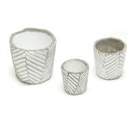 Set 3 Vaso Per Fiori Piante In Cemento Decorativo Rotondo Modello Leaf