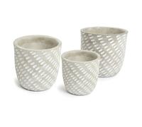 Set 3 Vaso Per Fiori Piante In Cemento Decorativo Rotondo Modello Mark