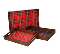 Set 3 Vassoi in legno design scozzese rettangolare