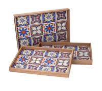 Set 3 Vassoi Rettangolari da Cucina in Legno Multicolor