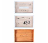 Set 3 Vassoio rettangolare 45x30 cm in legno di Paulonia e multistrato di pioppo, con scritta