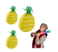 Set 3 x pignatta a forma di ananas Pentolaccia gialla Gioco da festa 150 g