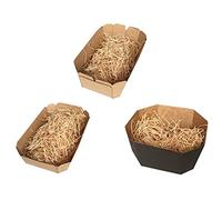 SET 30 Cestini di Cartone kraft, scatoline aperte per confezioni, bomboniere, packaging regalo, cestino natalizio o pasquale 3 MODELLI (10 pezzi x tipo) con 250 gr paglia in legno finissima